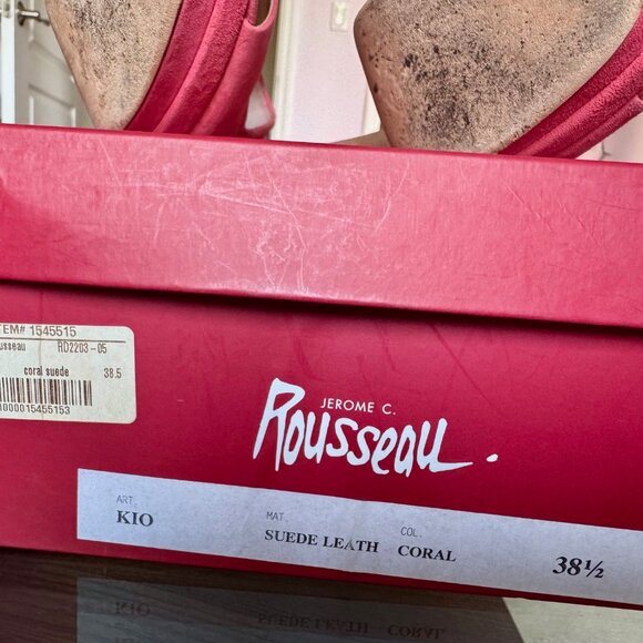Jerome C. Rousseau high heel coral suede pumps 38.5 (US size 8.5-9) - Picture 3 of 10